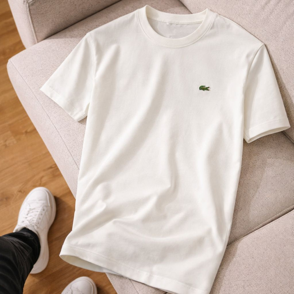 Lacoste Erkek Bisiklet Yaka Basic Tişört Beyaz