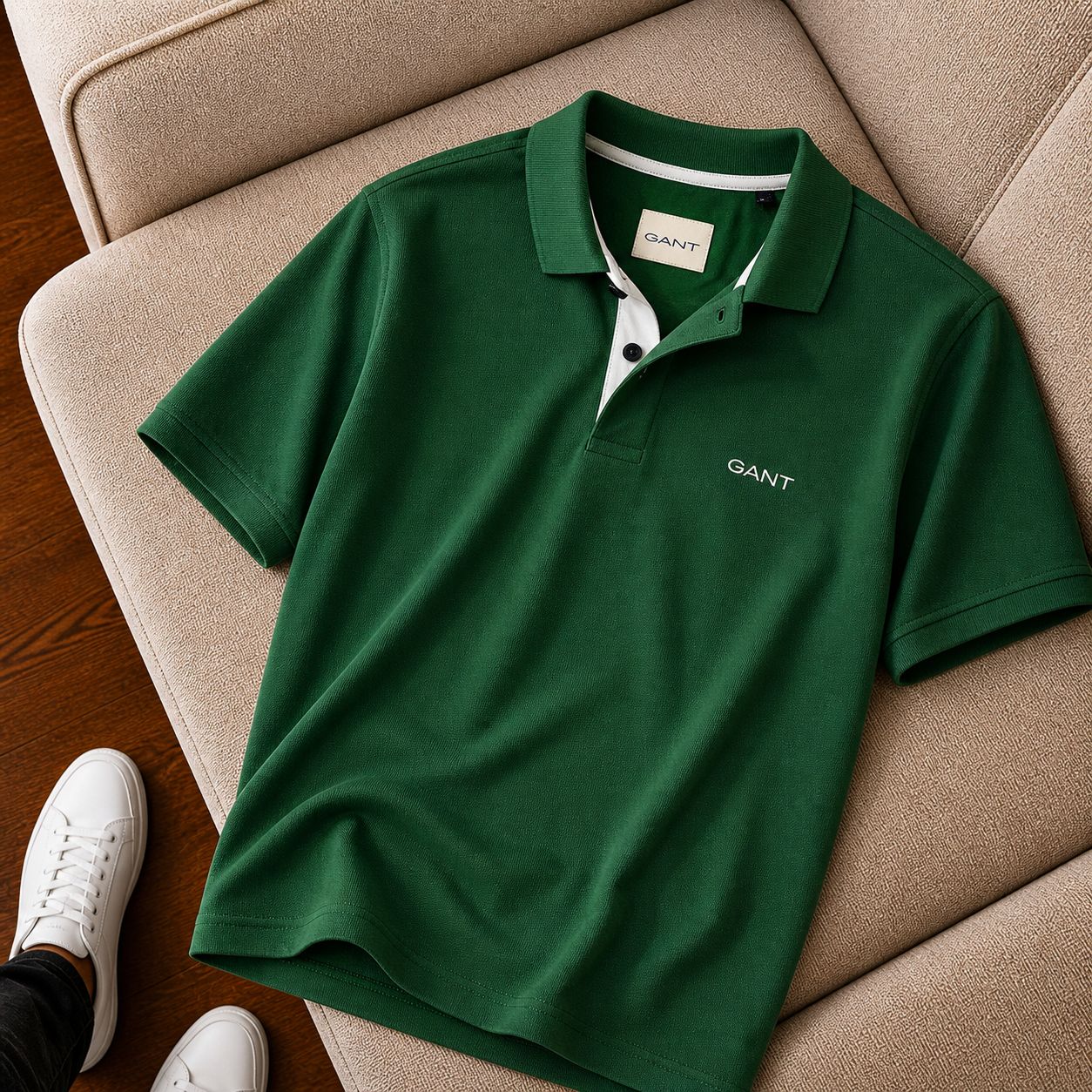 "GANT" Polo Yaka Yeşil Basic Tişört