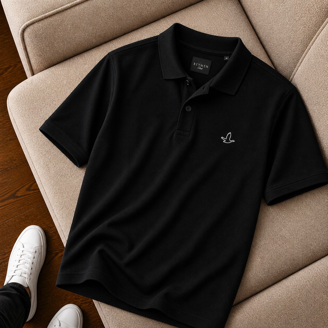 "Beymen Club" Polo Yaka Siyah Basic Tişört