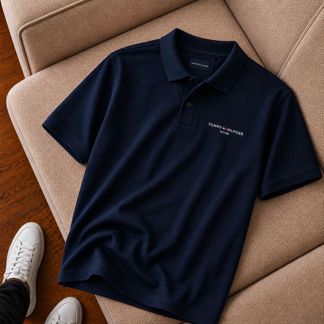 "Tommy Hilfiger" Polo Yaka Lacivert Basic Tişört